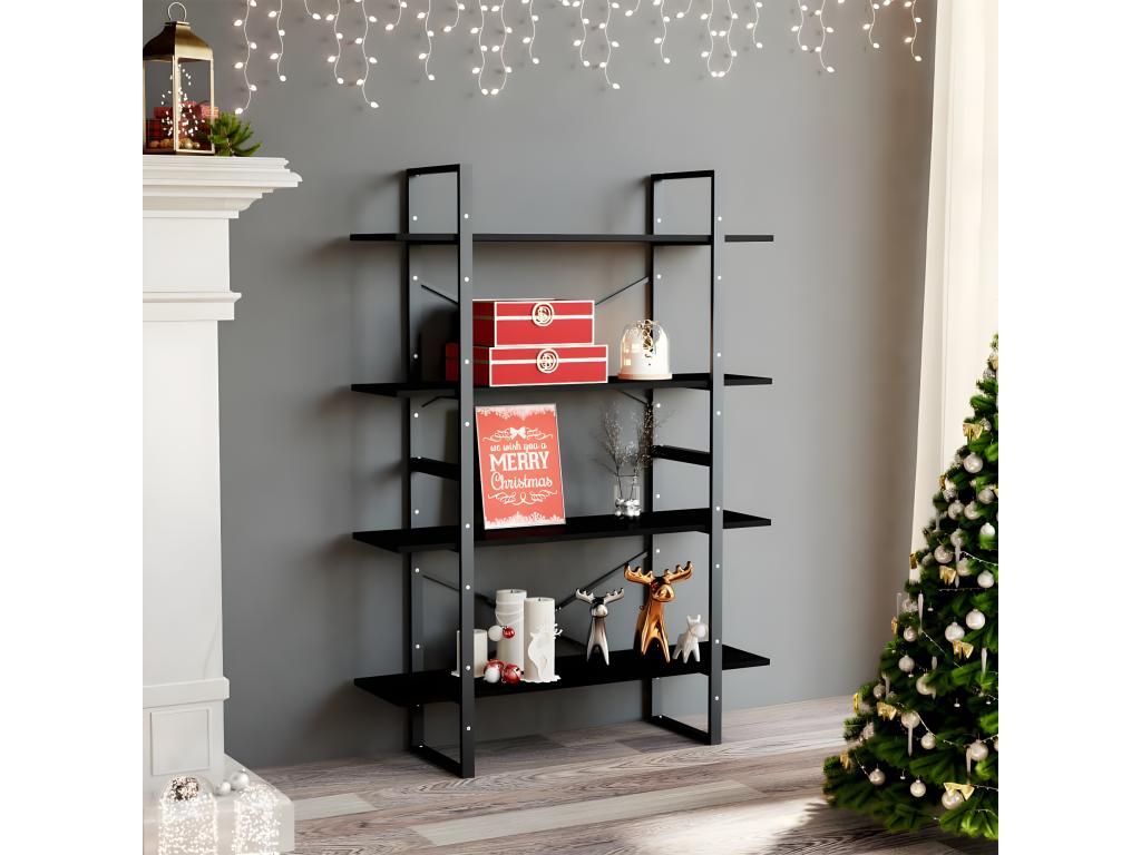 Bibliothèque à 4 niveaux Noir 100x30x140 cm Bois de pin massif 76661DIFJ