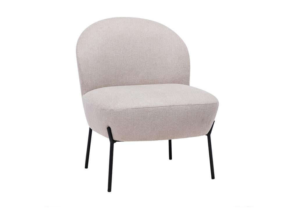 Fauteuil en tissu effet velours texturé beige et métal noir Calmetop 08898CYNP