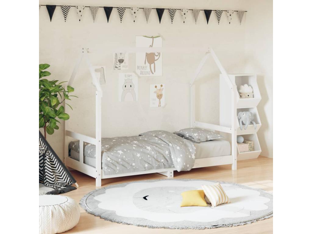 Cadre de lit pour enfant blanc 80x160 cm bois de pin massif 72811PXKD