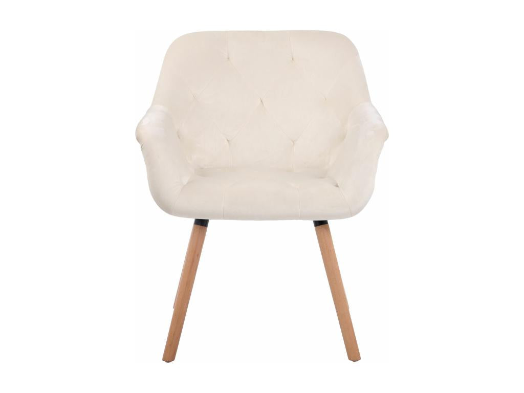 chaises avec accoudoirs - Velours / Bois - Crème - Calmetop 43141PTHS