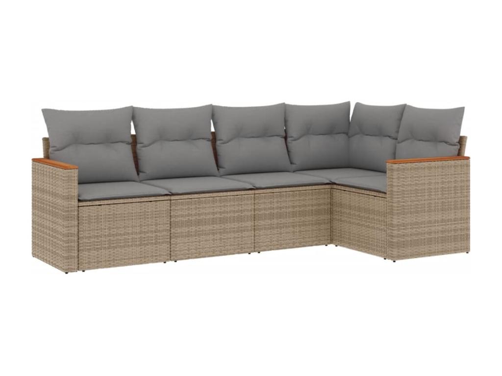 Salon de jardin avec coussins 5 pcs beige résine tressée 57384HLJP