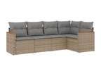 Salon de jardin avec coussins 5 pcs beige résine tressée 57384HLJP