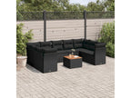 Salon de jardin 10 pcs avec coussins noir résine tressée 31091HVTJ