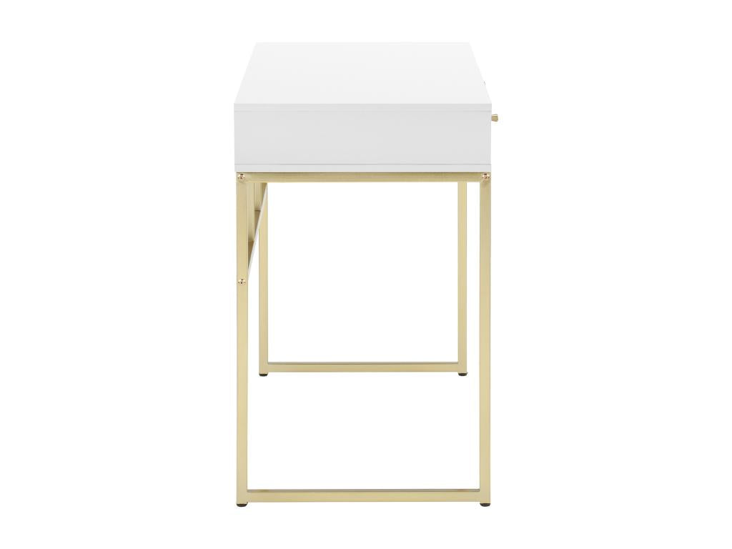 Console avec 2 tiroirs en MDF - Blanc et doré - Calmetop 71617IZCV