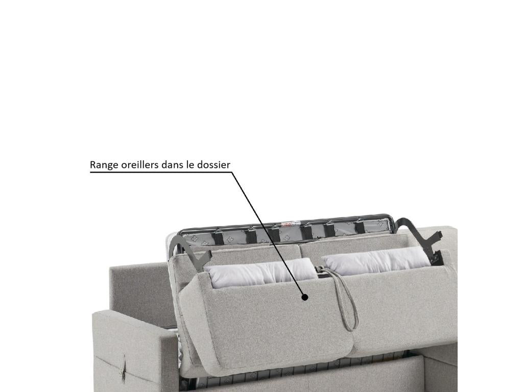 Canapé lit express Nidchicshop couchage 160 cm matelas épaisseur 22 cm à mémoire de forme velours gris bleu 67596UUGQ