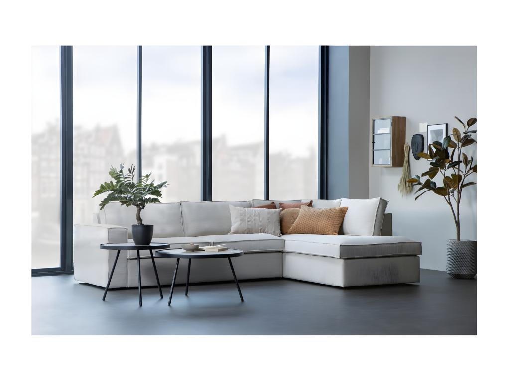 Calmetop - Canapé d'angle droit en tissu naturel clair 19152VQFJ