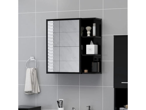 Armoire à miroir de salle de bain Noir Bois d'ingénierie 26958HIIG