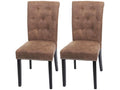 Lot de 2 chaises de salle à manger Calmetop II rivets - tissu/textile marron pieds foncés 78153VZBL