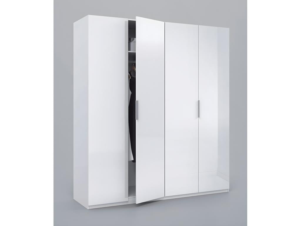 Armoire avec 4 portes coloris blanc en bois - Dim H200 x L180 x P52 cm 91487XJIZ