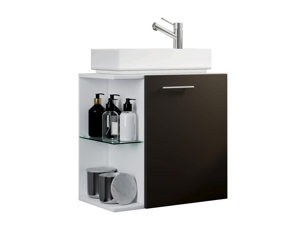 Nidchicshop 2-pièces ensemble de meubles de salle de bains WC invités lavabo petit étroit Hausa blanc / anthracite 78117LFTI