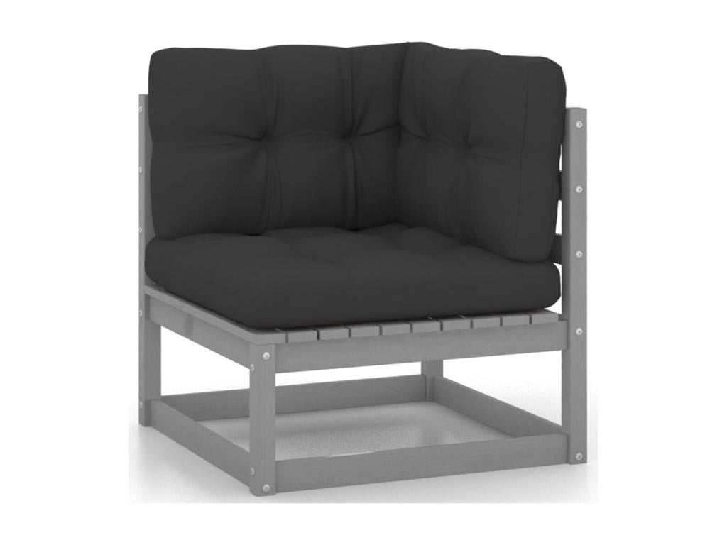 Salon de jardin 12 pièces avec coussins Gris Bois de pin massif 73968EWOT