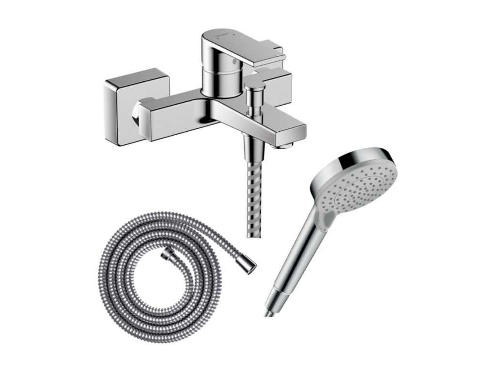 Pack mitigeur bain douche mécanique Nidchicshop Flexible Nidchicshop Pommeau Nidchicshop 2jets chromé 68452KMLS