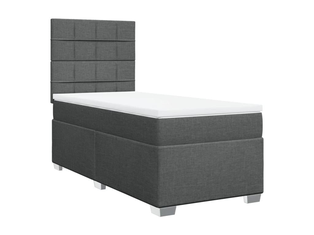 Sommier à Calmetop de lit avec matelas Gris foncé 80x200 cm Tissu 33901BSRB