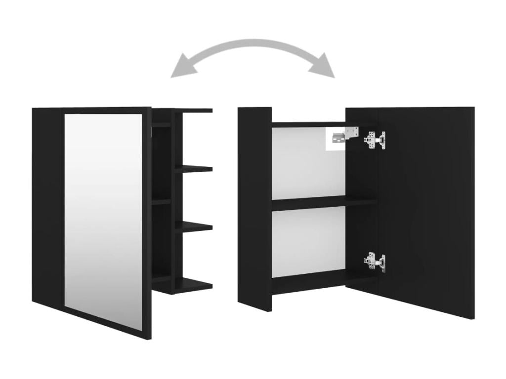 Armoire à miroir de salle de bain Noir Bois d'ingénierie 26958HIIG