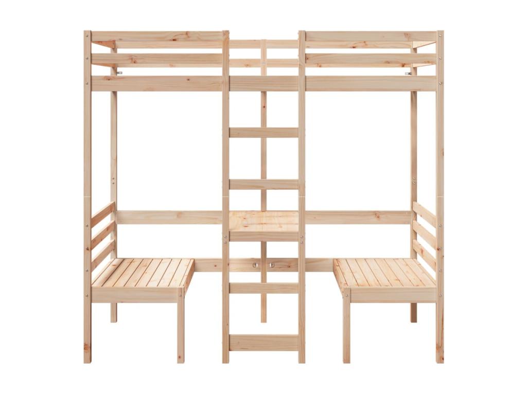 Lit mezzanine avec bureau et chaises 80x200 cm pin massif 61697FCEX