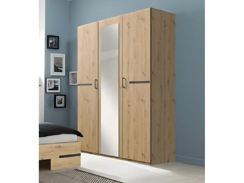 Chambre à coucher complète adulte lit 160x200cm 2 chevets armoire 60512EKNM