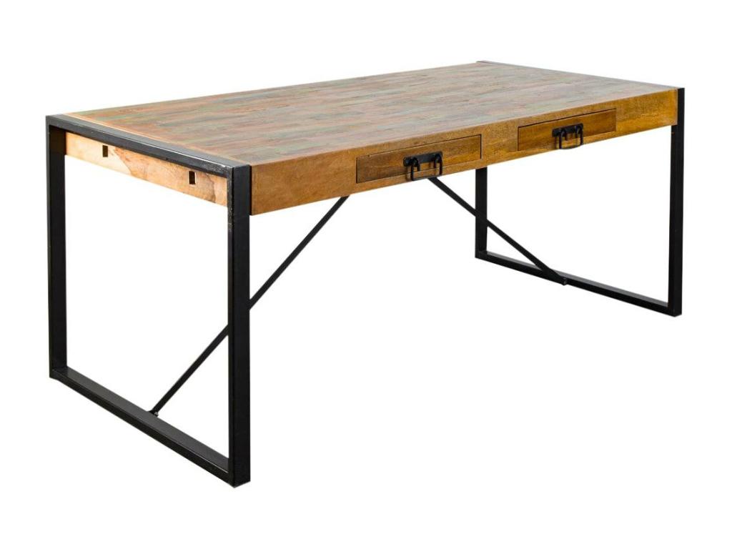Table à manger avec allonges en bois coloré Ethnik 82784GPRE