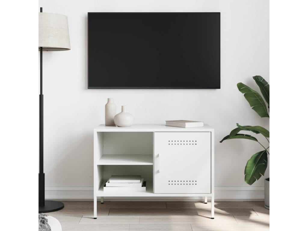 Meuble TV blanc 68x39x50,5 cm acier 75786BAJZ