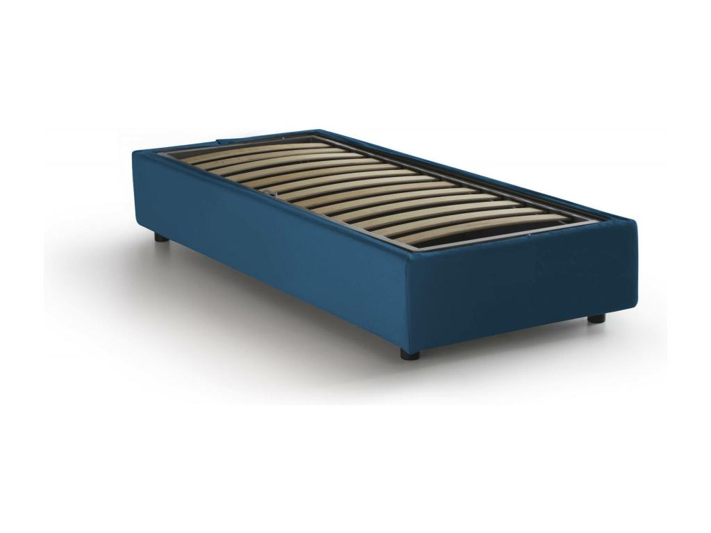 Lit simple Calmetop Lit coffre avec revêtement en tissu Made in Italy Ouverture frontale adaptée pour matelas 90x200 cm Bleu 14314SPIZ