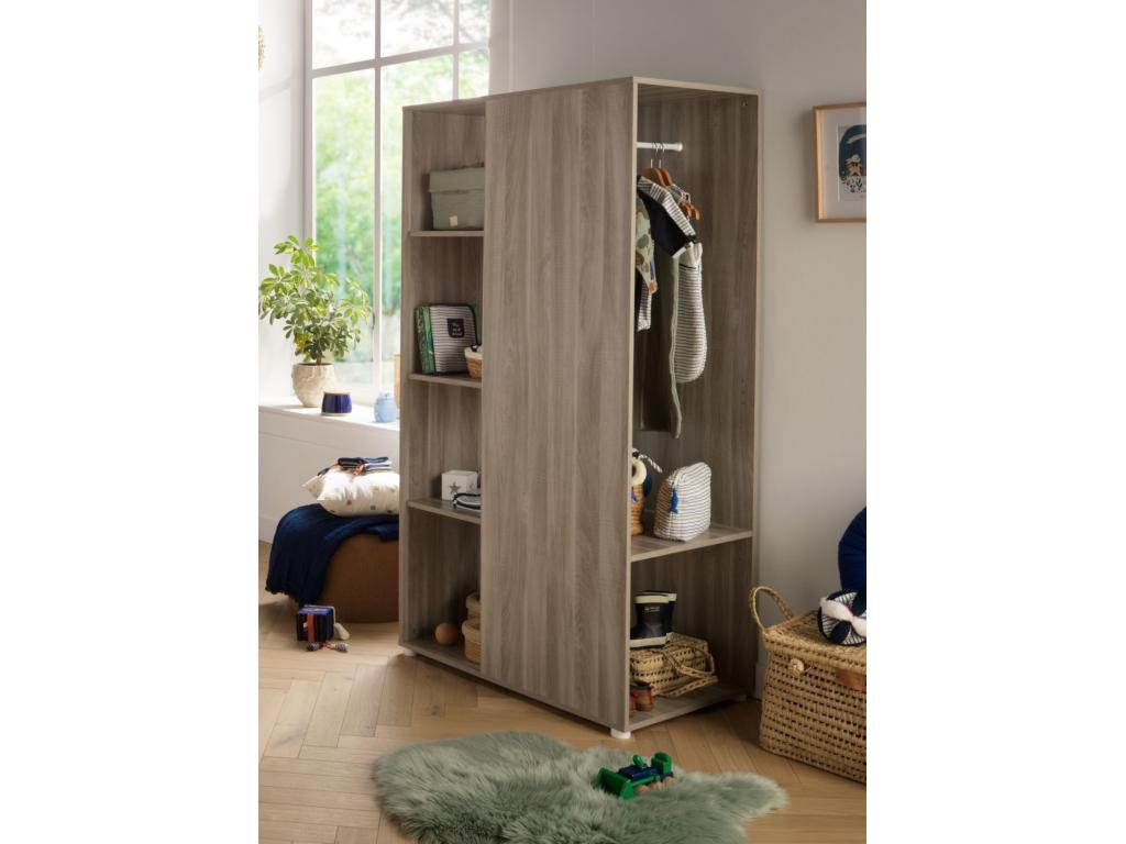 Meuble de rangement avec étagères et penderie en décor bois 63450SAVF