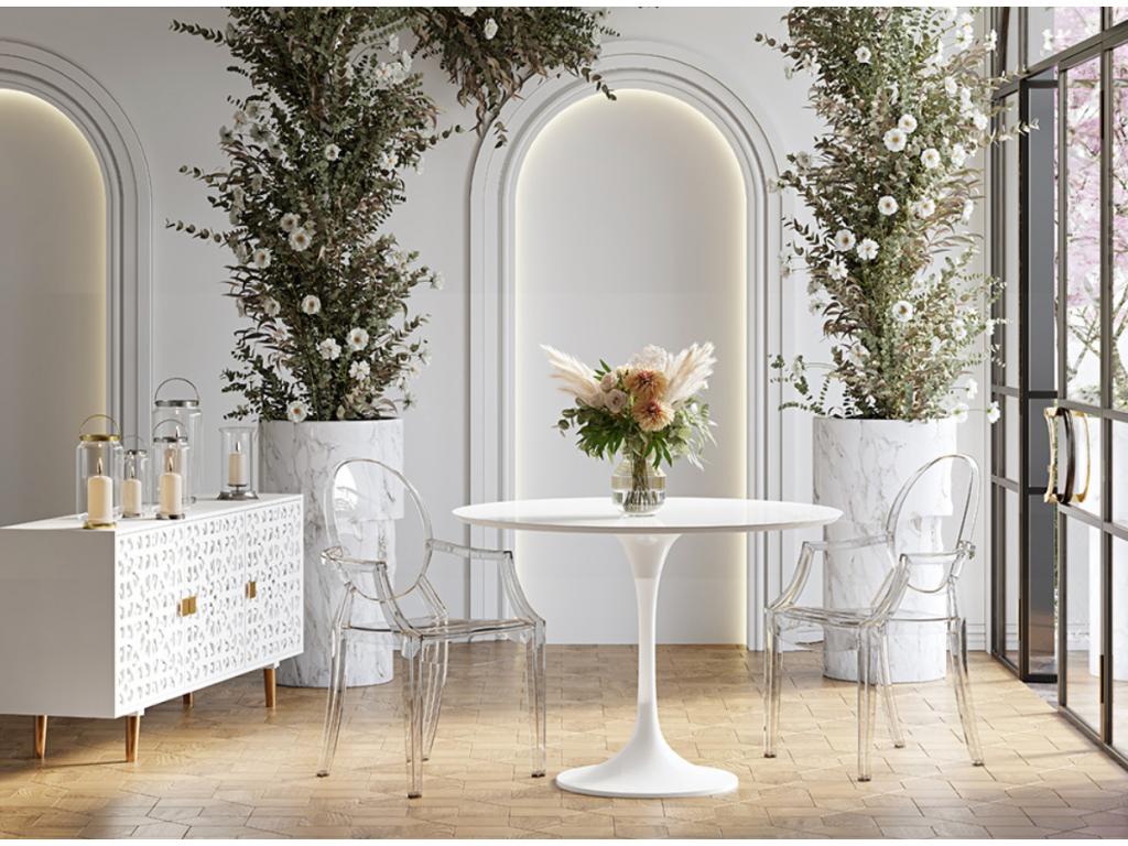 Fauteuil design en polycarbonate transparent ou Opaque - Collection Calmetop-Couleur Rouge transparent 45729GHUE