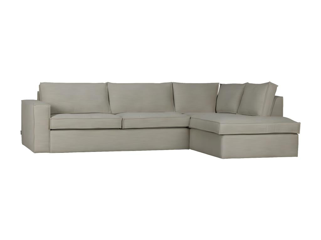 Calmetop - Canapé d'angle droit en tissu naturel clair 19152VQFJ