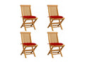 Chaises de jardin et coussins rouge lot de 4 Bois teck massif 97432QLXG