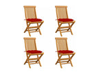 Chaises de jardin et coussins rouge lot de 4 Bois teck massif 97432QLXG