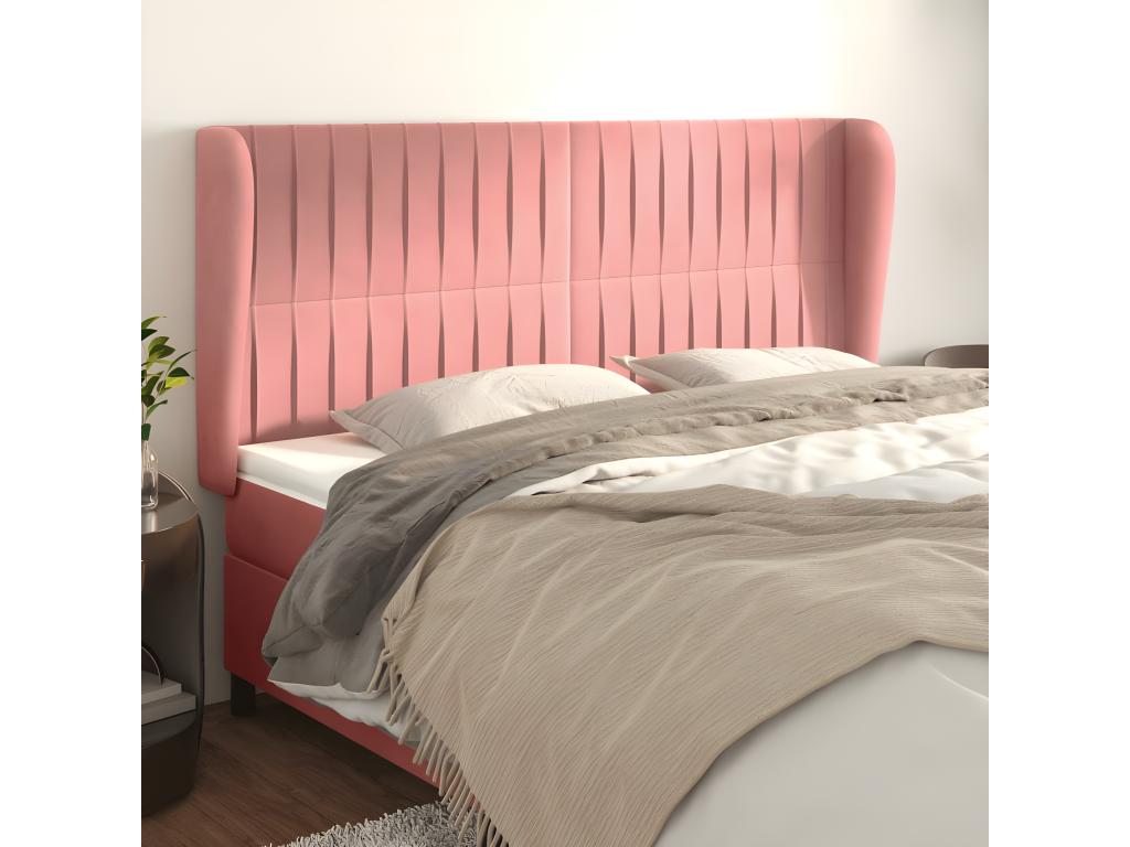 Tête de lit avec oreilles Rose 163x23x118/128 cm Velours 83529VBKK