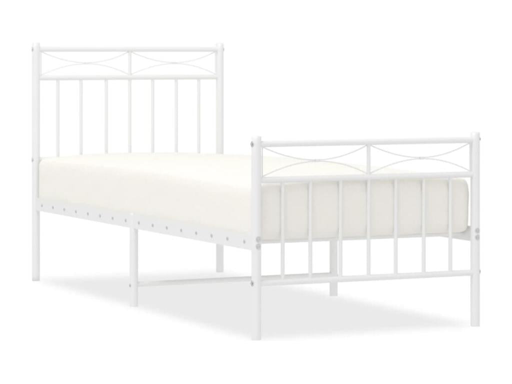 Cadre de lit métal avec tête de lit/pied de lit blanc 75x190 cm 46594NIKQ