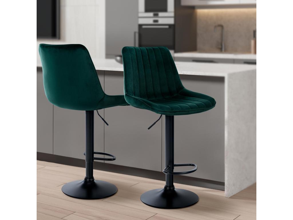 Tabouret de bar - Velours / Noir - Vert - Nidchicshop 01333TVGF