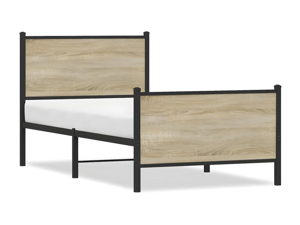 Cadre de lit métal avec tête de lit et pied de lit 90x200 cm 35999IPSG