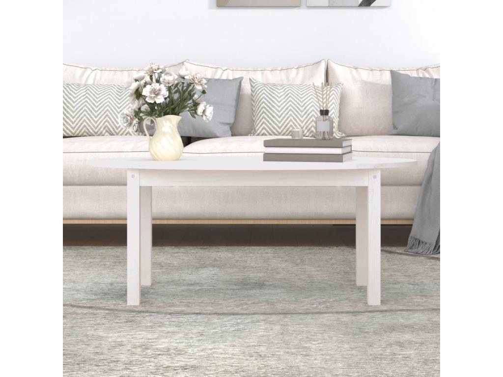 Table basse Blanc 110x55x45 Bois massif de pin 63230TRBM