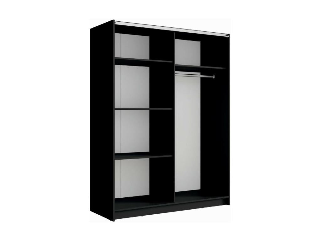 Armoire 2 portes coulissantes avec miroir 200 cm - noir et chêne - Collection Nidchicshop 80487PZAY