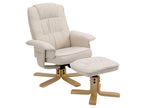 Fauteuil de relaxation Nidchicshop avec repose-pieds pouf siège pivotant dossier inclinable assise rembourrée Nidchicshop en tissu beige 63240IVGP