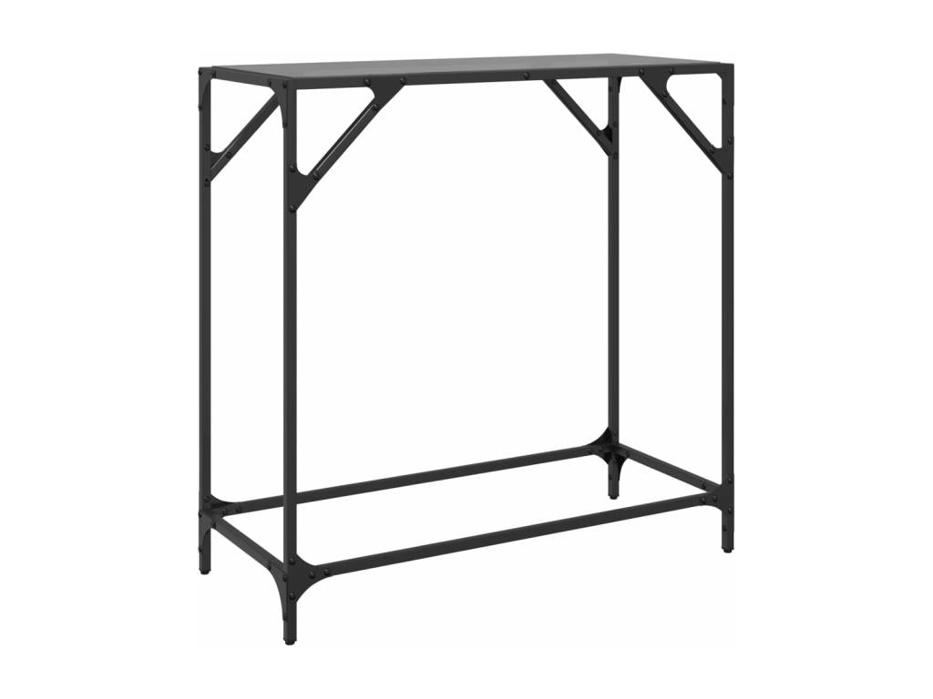 Table console avec dessus en verre noir 80x35x81 cm acier 34936KGEJ