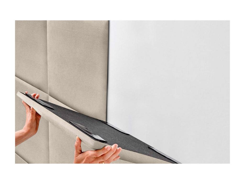 Calmetop Tête de lit tapissée en tissu Calmetop composé de panneaux de lit autocollants interchangeables pour chambre de luxe Beige 95 cm 76384MBDE