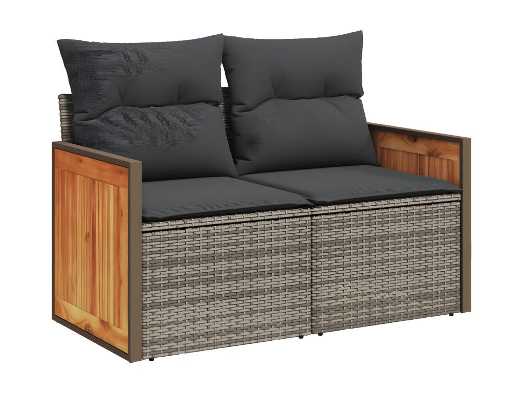 Salon de jardin 11 pcs avec coussins gris résine tressée 39959XXPR