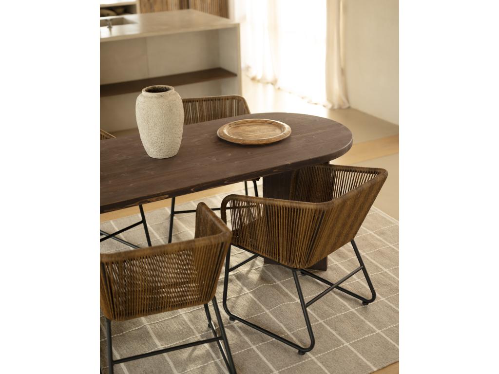 Table à manger en bois de sapin marron 180x75cm - Calmetop 67882TJIG