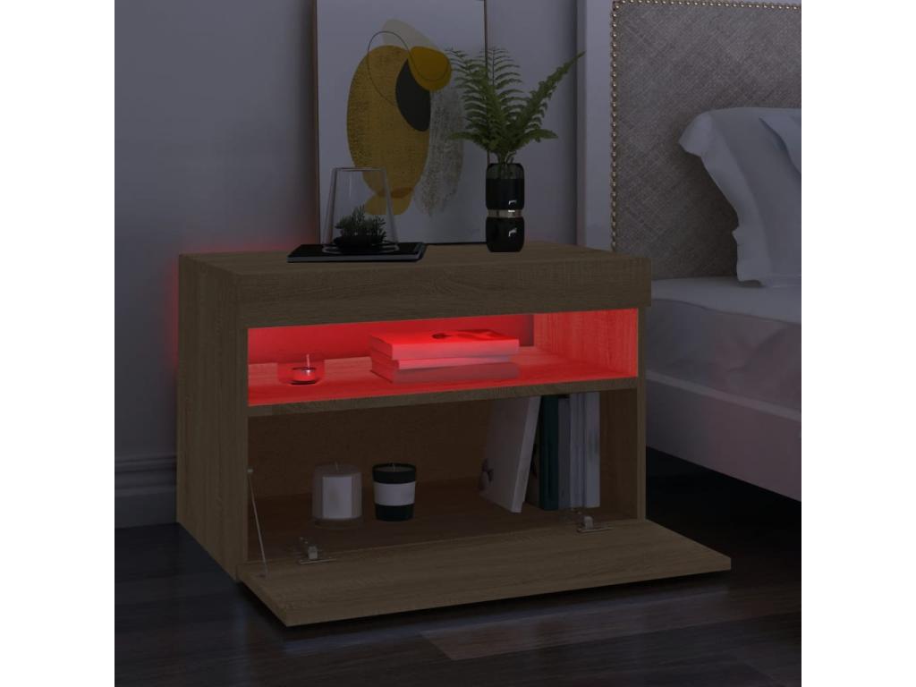 Meuble TV avec Nidchicshopères LED chêne Nidchicshop 60x35x40 cm 08219IEFW