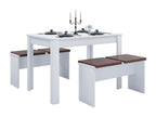 Artvivrestore Bois Salle à manger Banc Table de cuisine Set de table Bancs Esal XL Blanc 04237IYOK