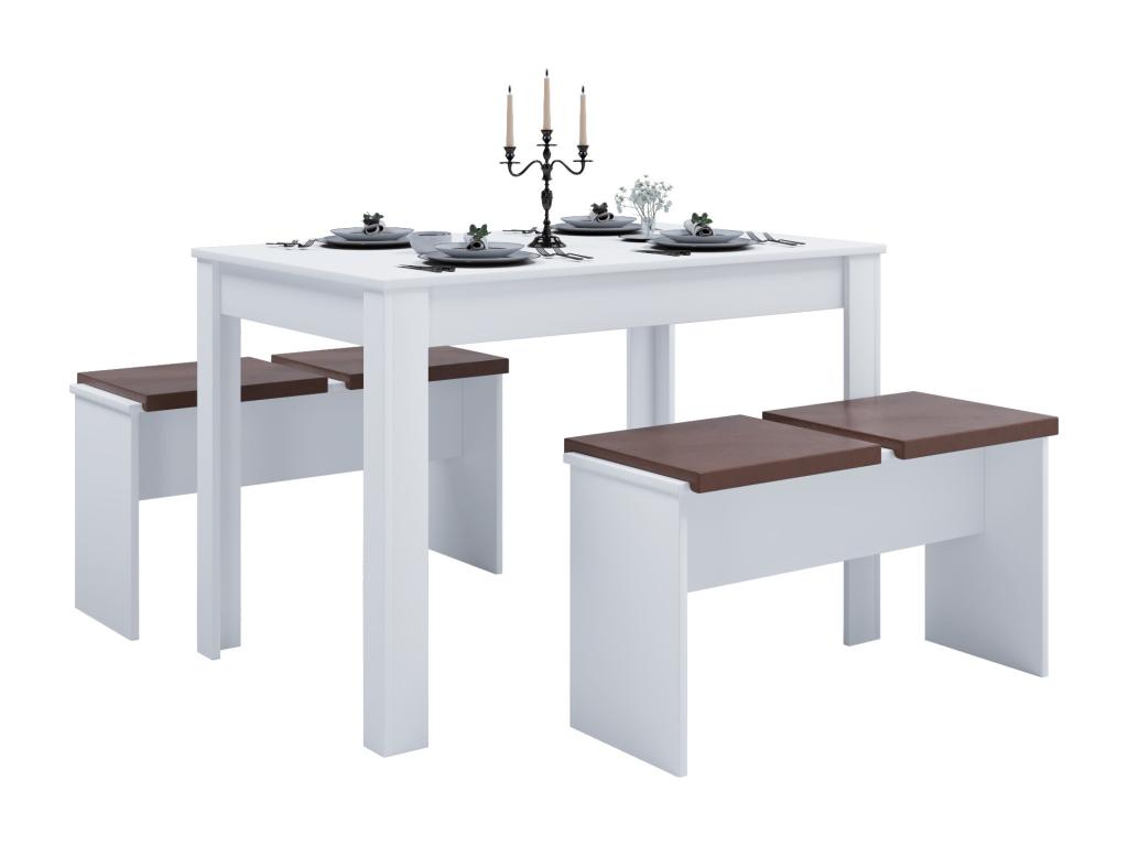 Artvivrestore Bois Salle à manger Banc Table de cuisine Set de table Bancs Esal XL Blanc 04237IYOK