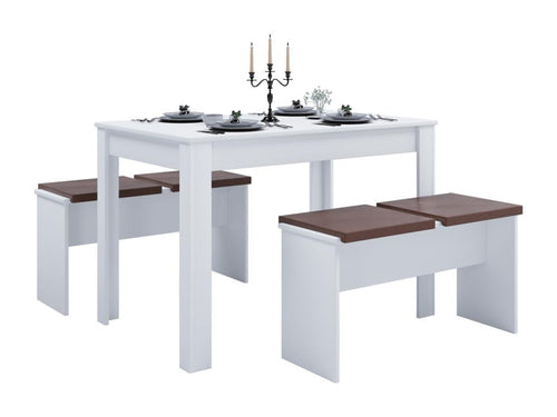 Artvivrestore Bois Salle à manger Banc Table de cuisine Set de table Bancs Esal XL Blanc 04237IYOK