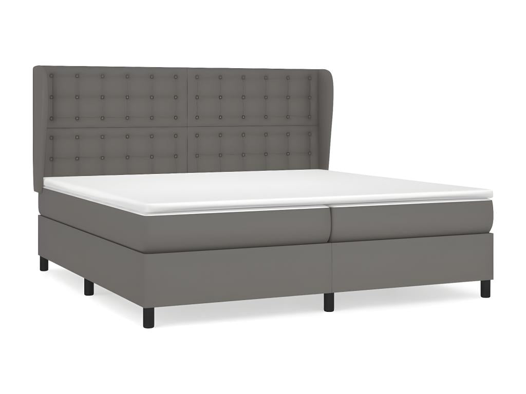 Lit à sommier tapissier avec matelas Gris 200x200 cm Similicuir 91253MWFM
