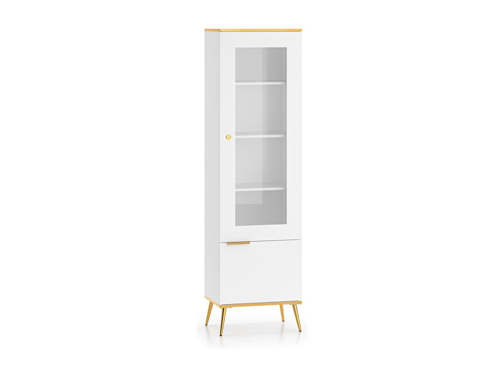 Vitrine 2 portes Calmetop Blanc et Doré 22986ECOJ