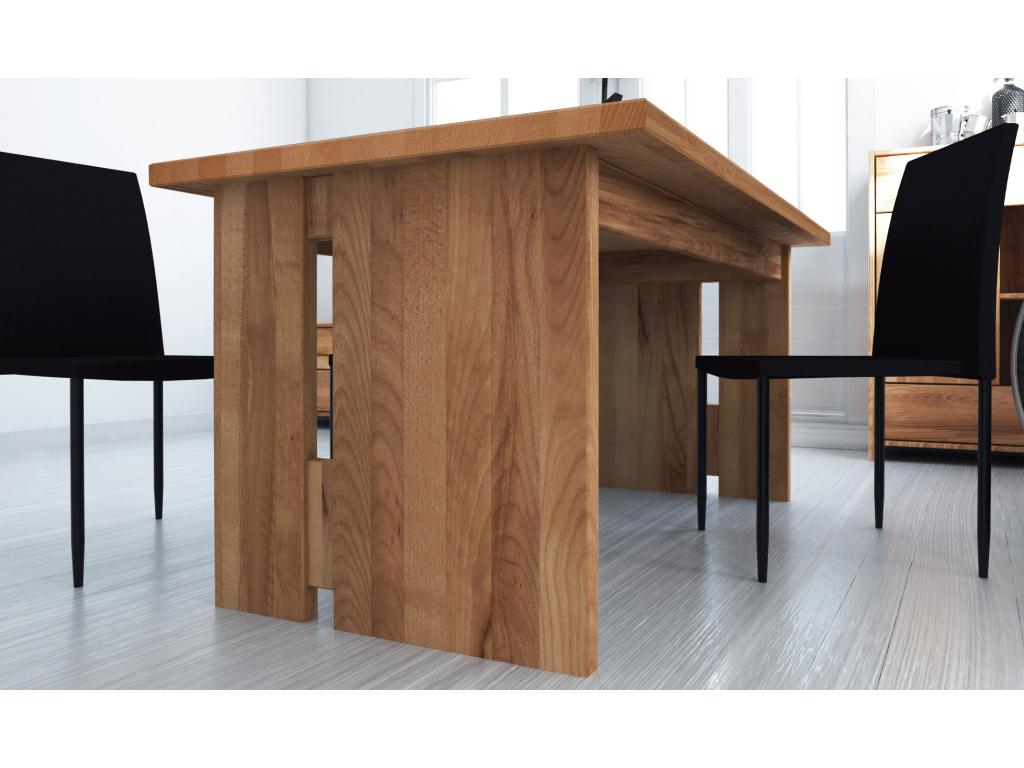 Calmetop - Table de salle à manger avec rallonge 100x160 en coeur de hêtre huilé naturel 82225QITH