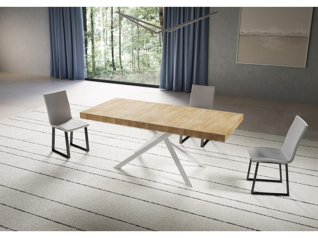 Table extensible 90x180/284 cm Niket chêne nature pieds blanc 63425UCZG
