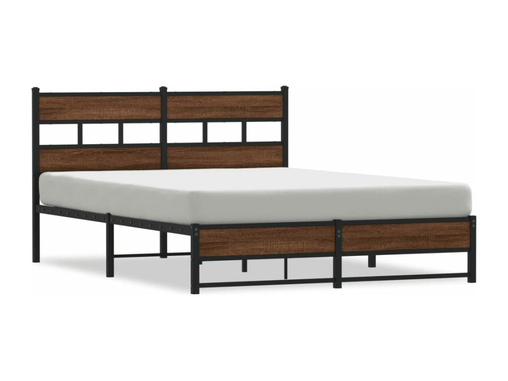 Cadre de lit en métal sans matelas chêne marron 150x200 cm 54636JDVG