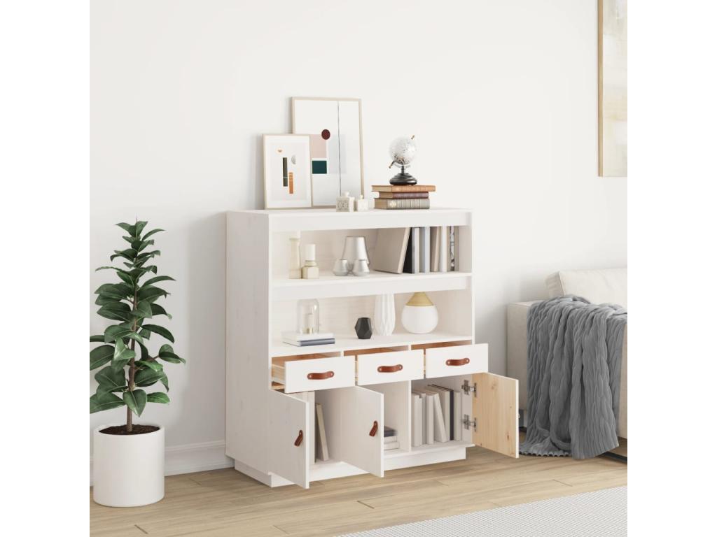 Buffet haut Blanc 100x40x108,5 cm Bois massif de pin 64797ZPJV