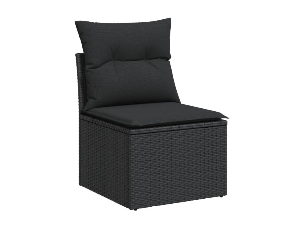 Salon de jardin 10 pcs avec coussins noir résine tressée 88527MVQU